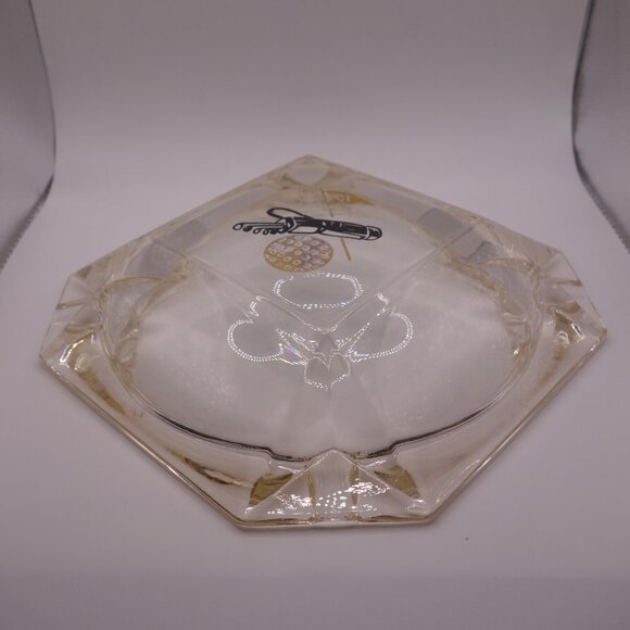 19th Hole Golf Bag Golf Ball Square Glass Cigar Ash Tray - Picture 8 of 11